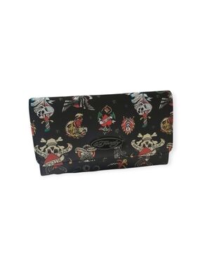 Ed Hardy Tattoo Tiger Skull Print Snap Wallet Loves Kill Slowly NWT